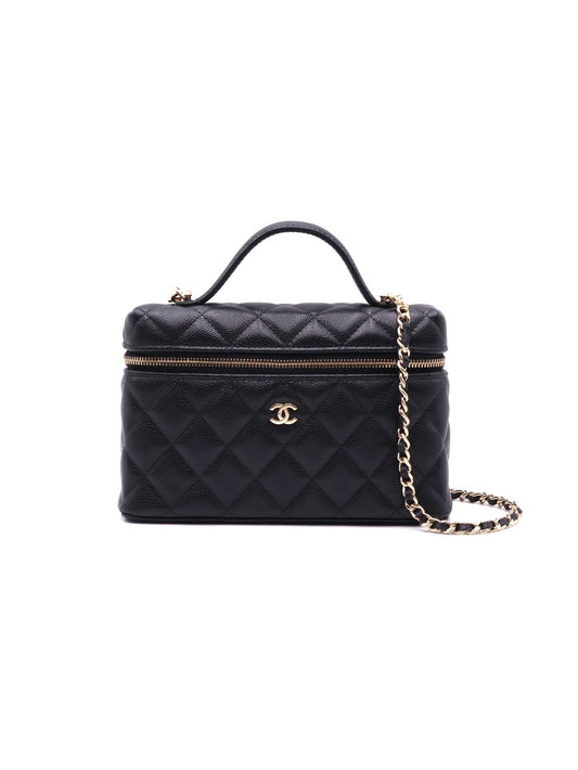 CHANEL LP粒面牛皮手提飯盒包 - 黑金