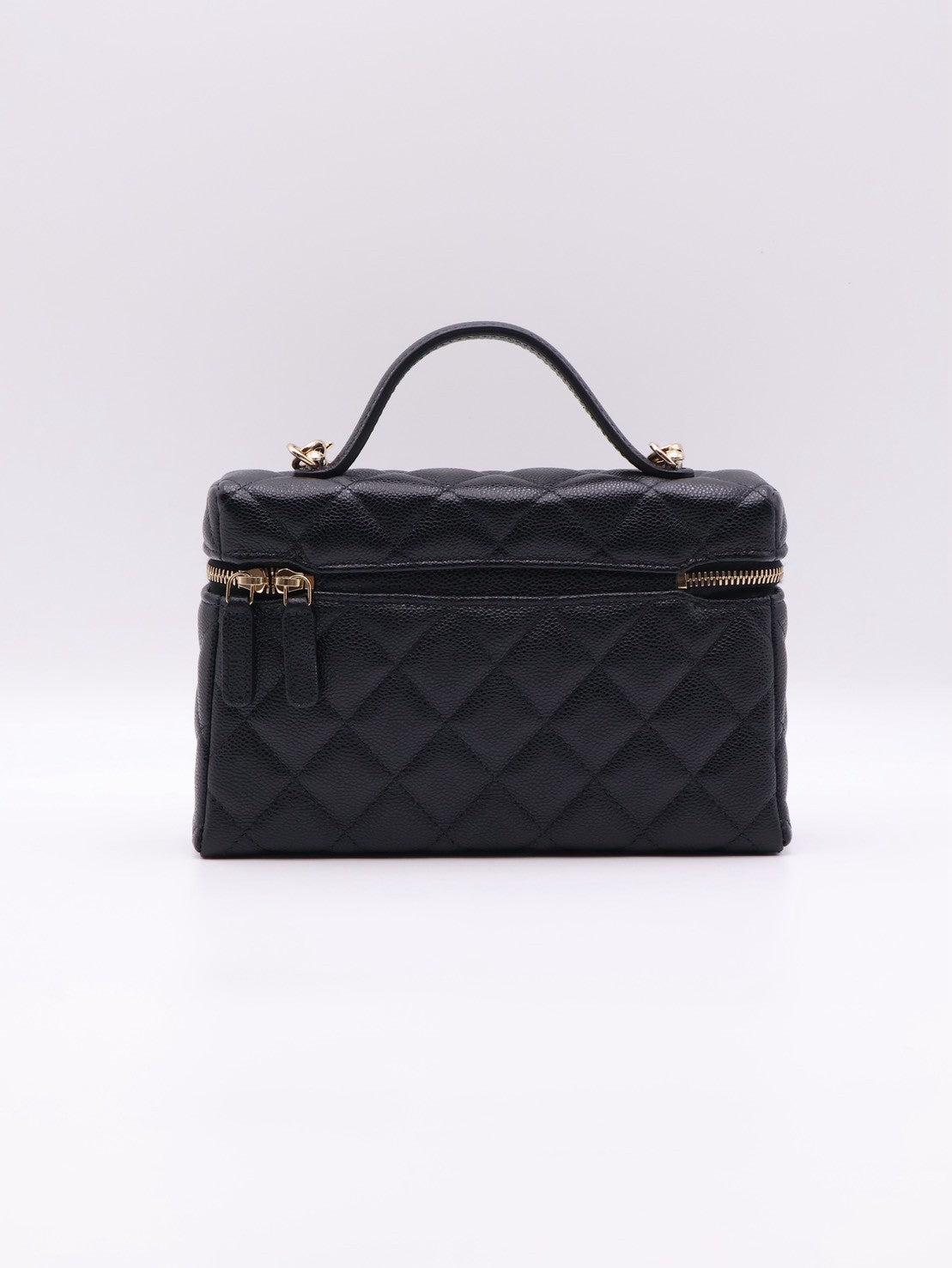 CHANEL LP粒面牛皮手提飯盒包 - 黑金