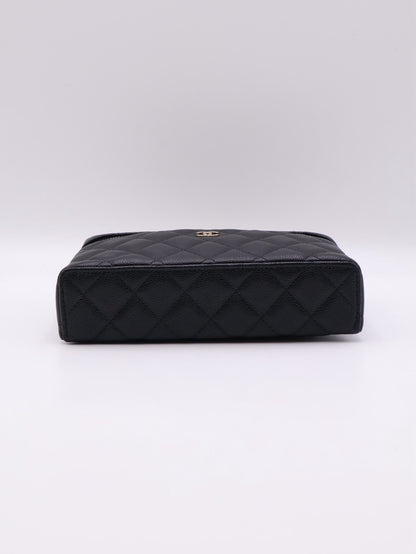 CHANEL LP粒面牛皮手提飯盒包 - 黑金