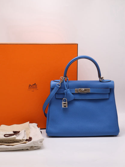 HERMES Kelly 28 - Bleu Zellige I7 琉璃藍銀 🄾