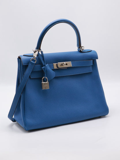 HERMES Kelly 28 - Bleu Zellige I7 琉璃藍銀 🄾