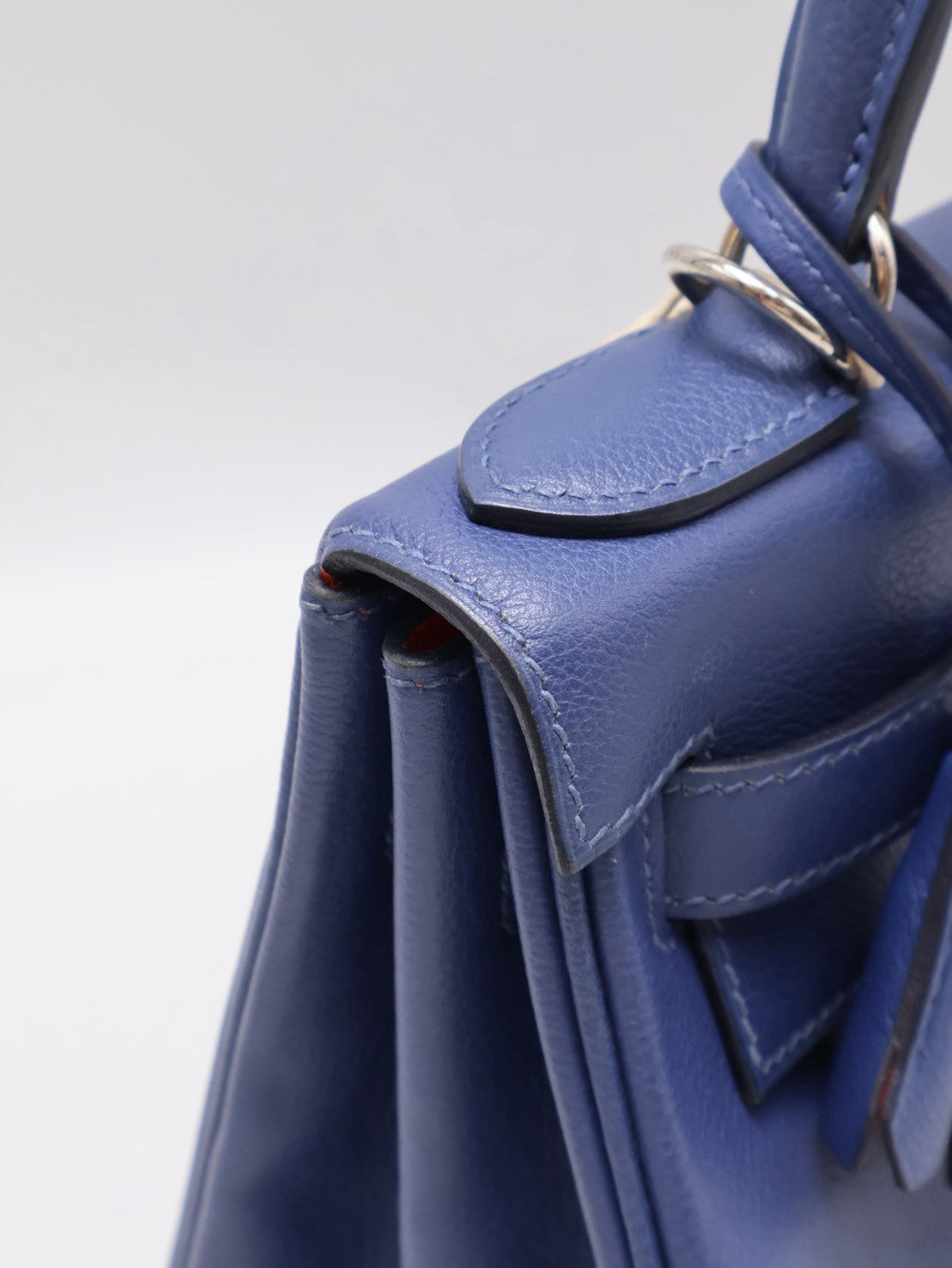 HERMES Kelly 28 - Bleu Brighton/Capucine 明藍/火焰橙銀 C