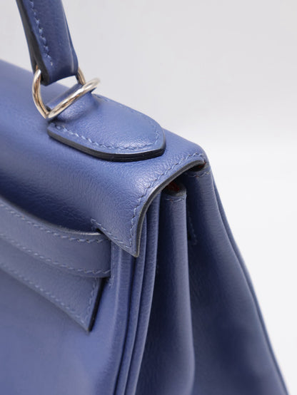 HERMES Kelly 28 - Bleu Brighton/Capucine 明藍/火焰橙銀 C