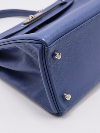 HERMES Kelly 28 - Bleu Brighton/Capucine 明藍/火焰橙銀 C