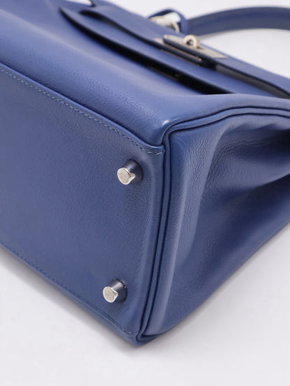HERMES Kelly 28 - Bleu Brighton/Capucine 明藍/火焰橙銀 C