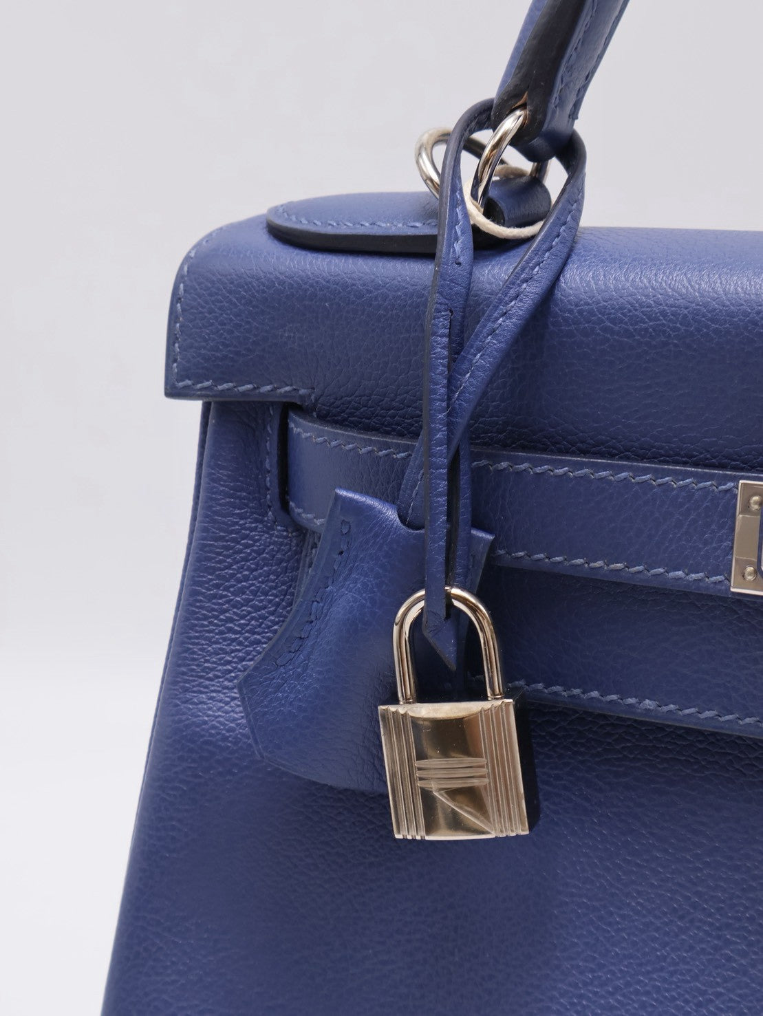 HERMES Kelly 28 - Bleu Brighton/Capucine 明藍/火焰橙銀 C