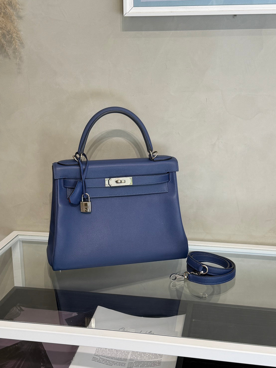 HERMES Kelly 28 - Bleu Brighton/Capucine 明藍/火焰橙銀 C