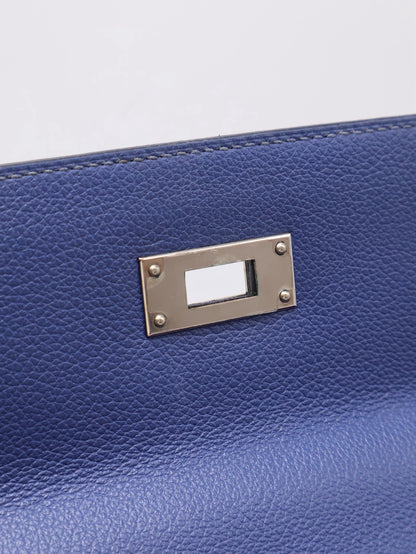 HERMES Kelly 28 - Bleu Brighton/Capucine 明藍/火焰橙銀 C