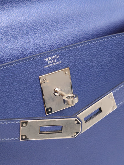HERMES Kelly 28 - Bleu Brighton/Capucine 明藍/火焰橙銀 C
