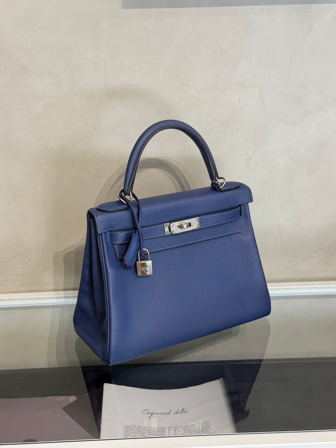 HERMES Kelly 28 - Bleu Brighton/Capucine 明藍/火焰橙銀 C