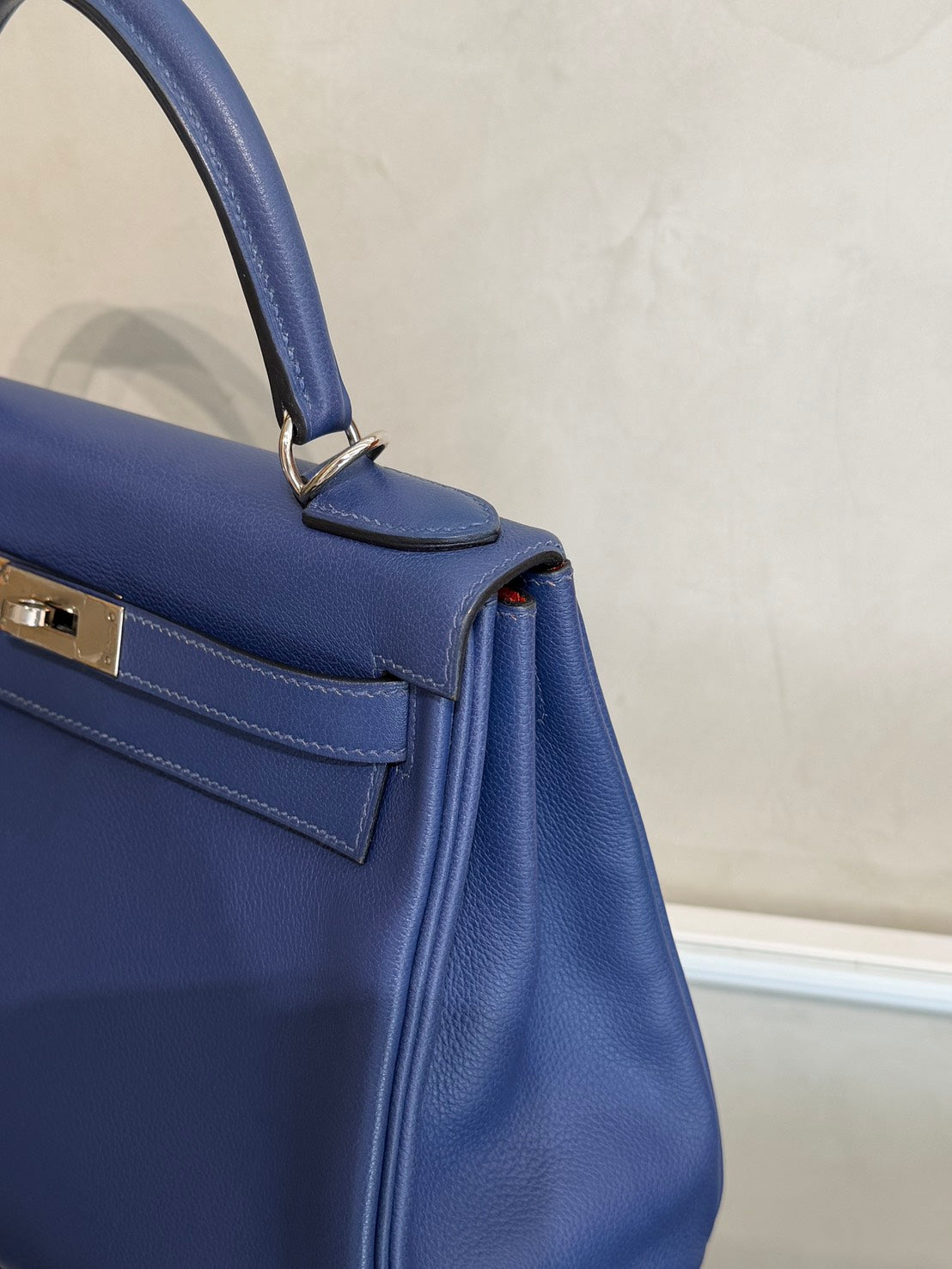 HERMES Kelly 28 - Bleu Brighton/Capucine 明藍/火焰橙銀 C