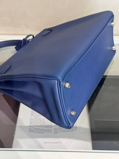 HERMES Kelly 28 - Bleu Brighton/Capucine 明藍/火焰橙銀 C