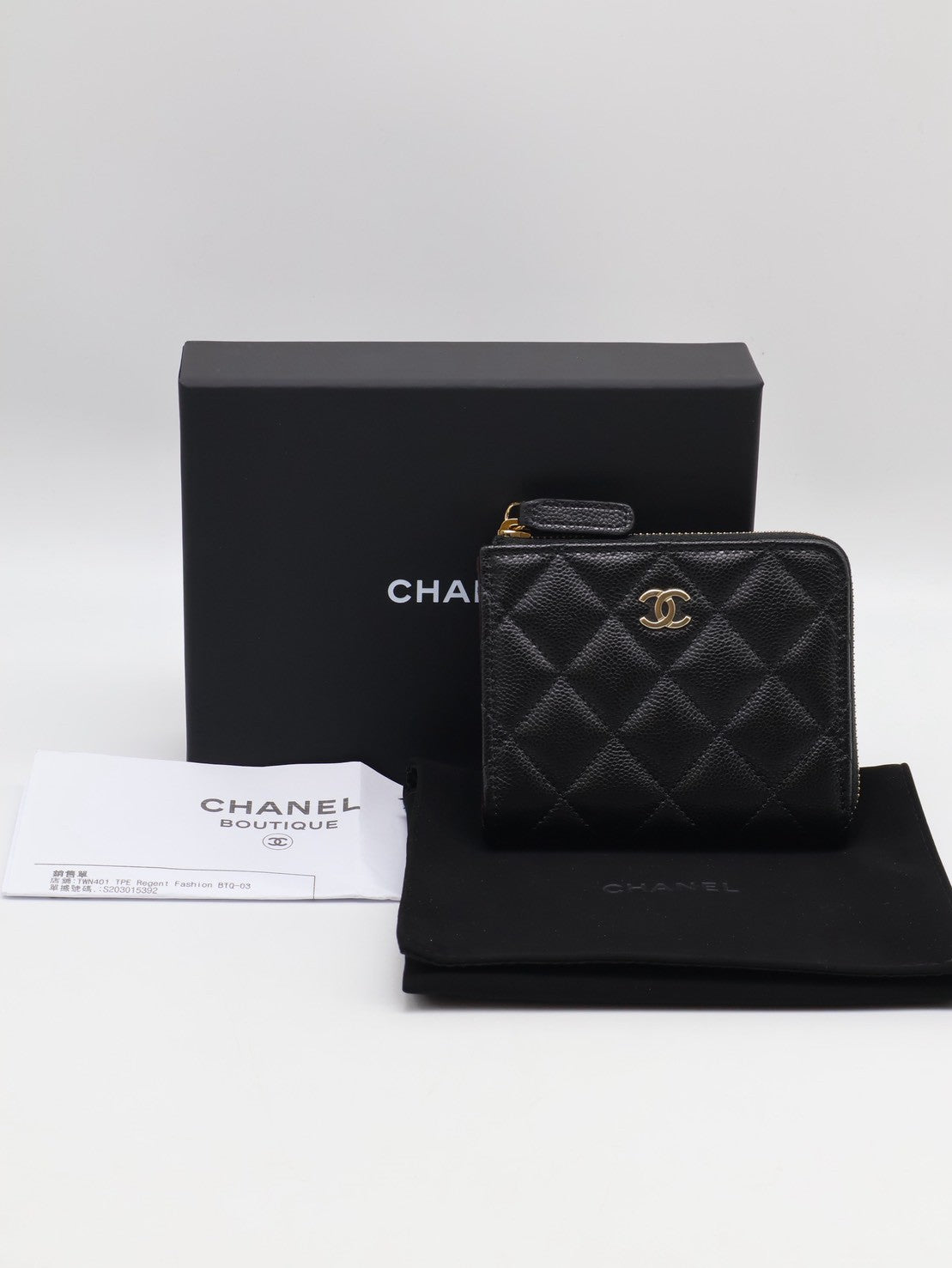 CHANEL L型拉鍊錢包 - 黑銀