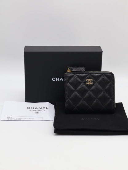 CHANEL L型拉鍊錢包 - 黑銀