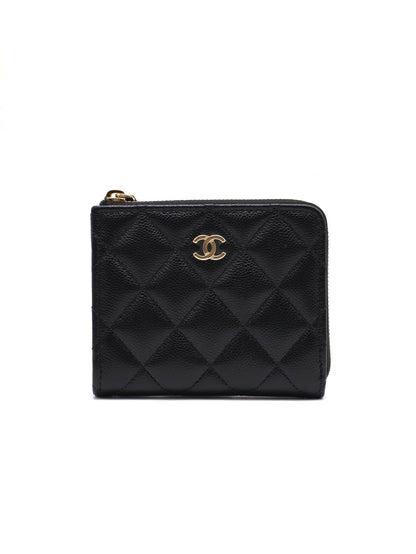 CHANEL L型拉鍊錢包 - 黑銀