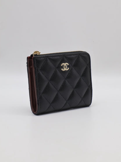 CHANEL L型拉鍊錢包 - 黑銀