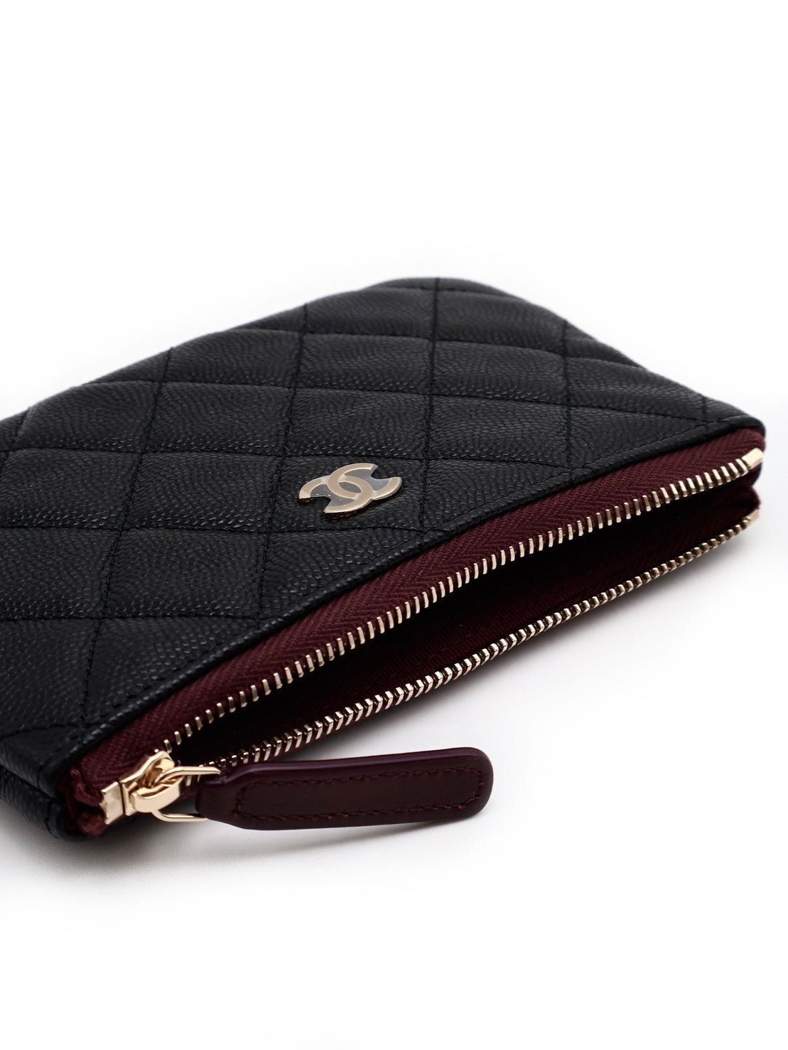 CHANEL 經典一字拉鍊零錢包 - 黑金