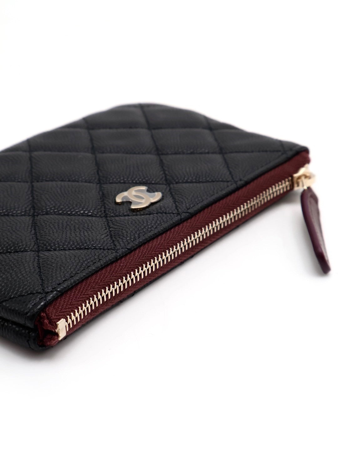 CHANEL 經典一字拉鍊零錢包 - 黑金