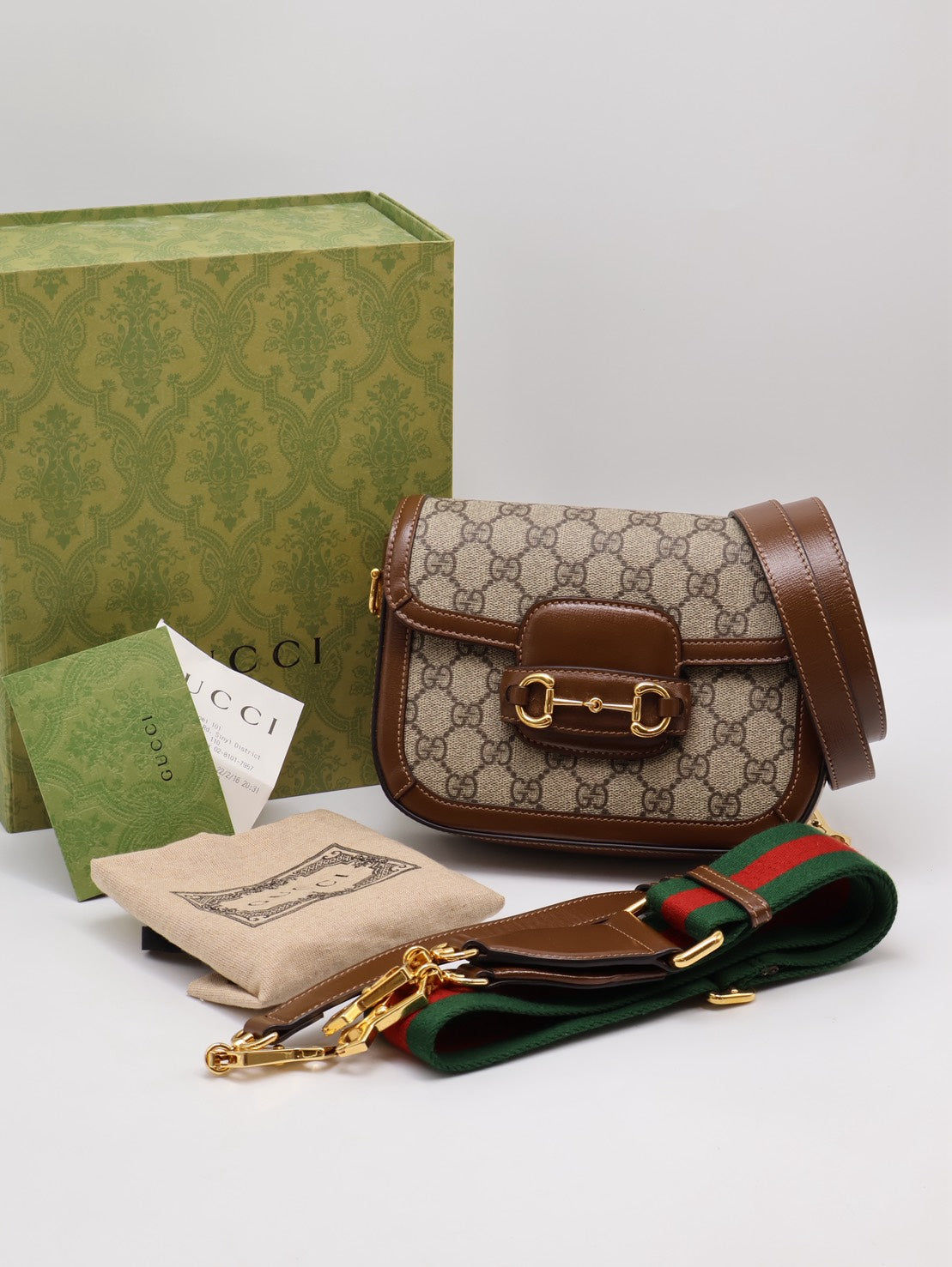 GUCCI Horsebit 1955馬銜釦馬鞍包 - Mini棕