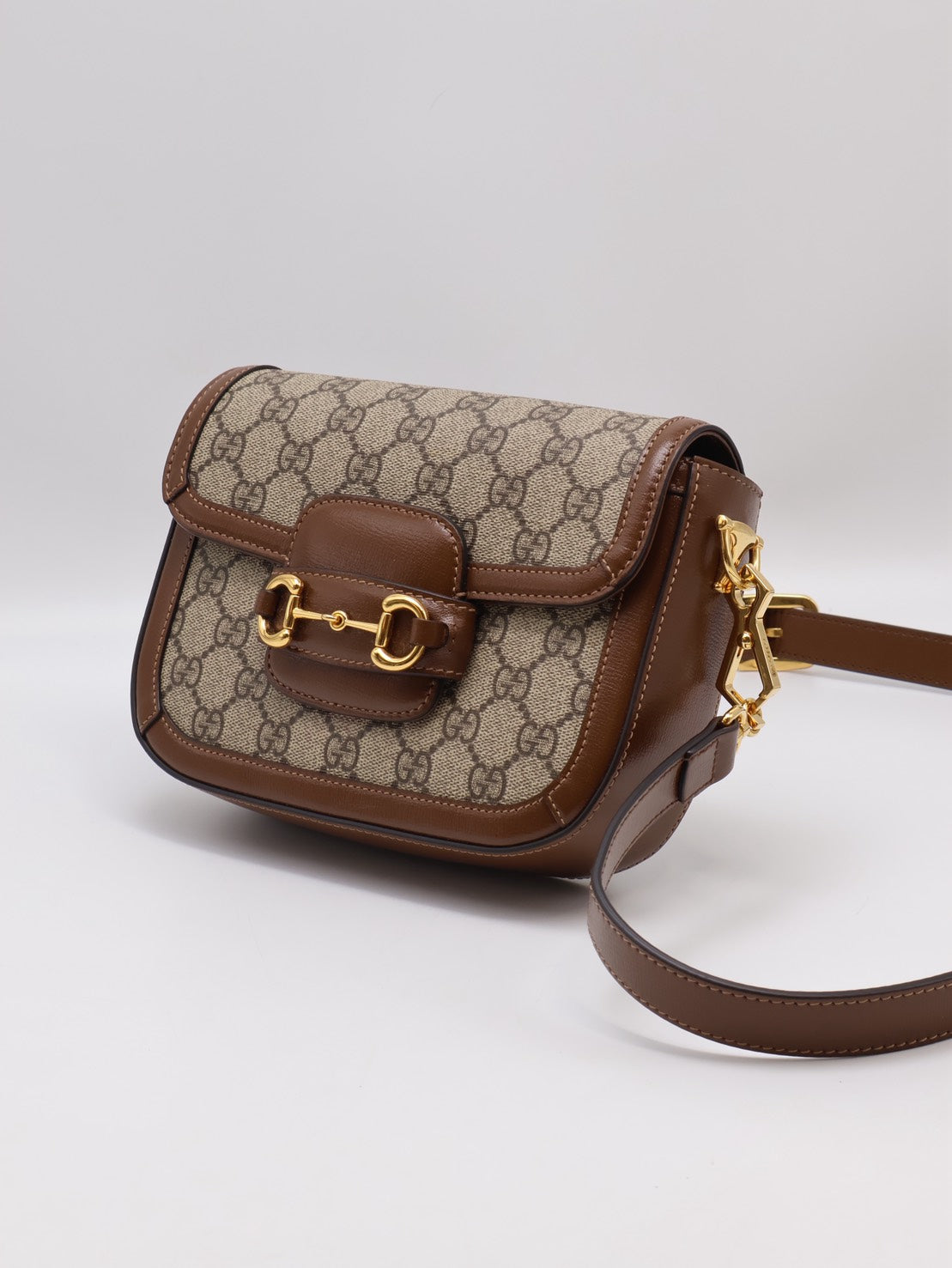 GUCCI Horsebit 1955馬銜釦馬鞍包 - Mini棕