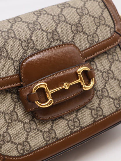 GUCCI Horsebit 1955馬銜釦馬鞍包 - Mini棕