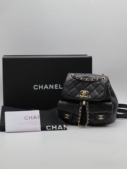 CHANEL Duma青蛙後背包 - 小號黑金