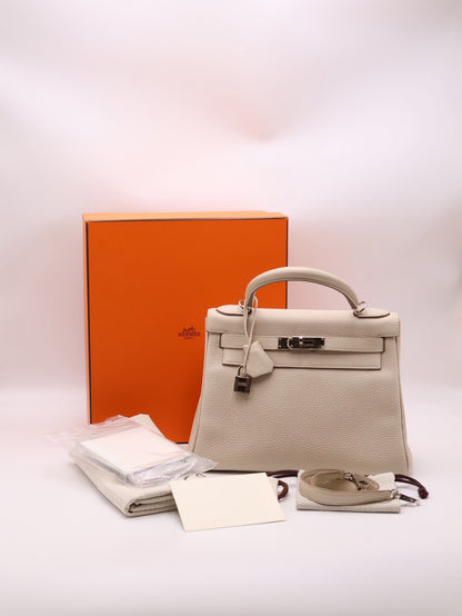 HERMES Kelly 28 - Craie 10 奶昔白銀 Z