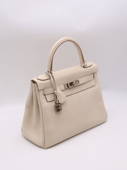 HERMES Kelly 28 - Craie 10 奶昔白銀 Z