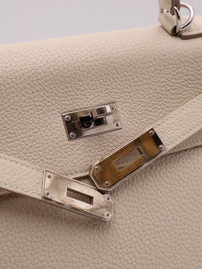 HERMES Kelly 28 - Craie 10 奶昔白銀 Z
