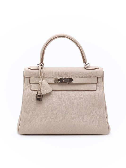 HERMES Kelly 28 - Craie 10 奶昔白銀 Z