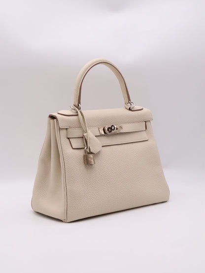 HERMES Kelly 28 - Craie 10 奶昔白銀 Z