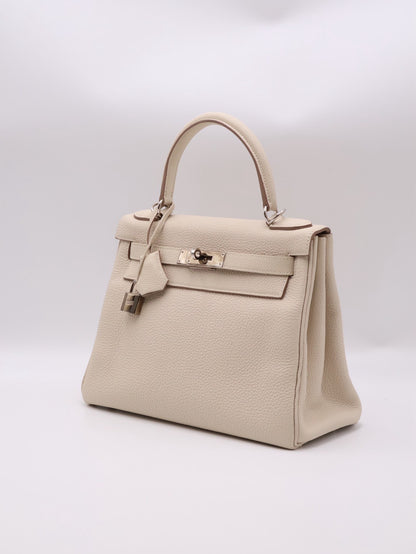 HERMES Kelly 28 - Craie 10 奶昔白銀 Z