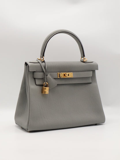 HERMES Kelly 28 - Gris Mouette 4Z 海鷗灰金 W