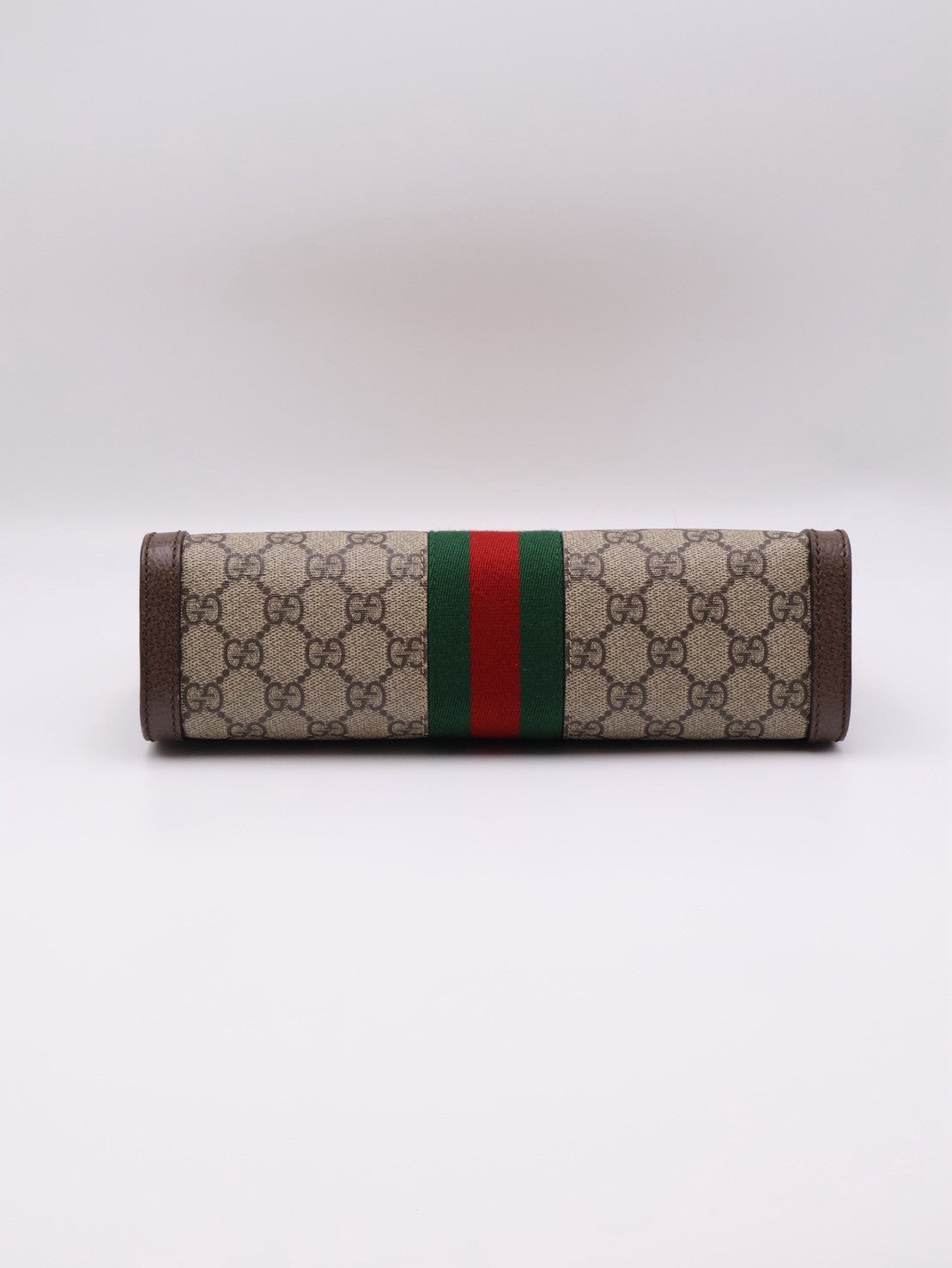 GUCCI Ophidia紅綠織帶夾子包- 中號烏木
