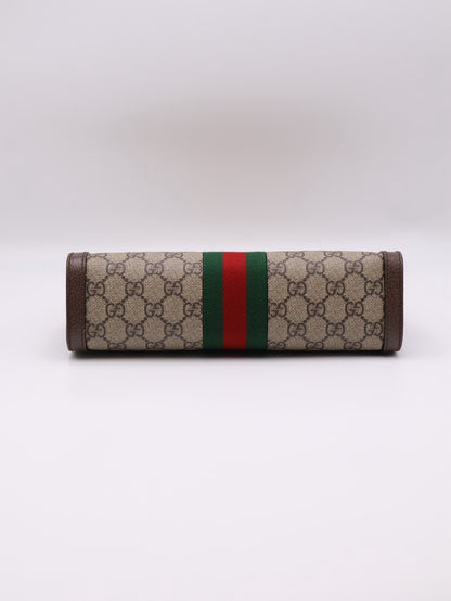 GUCCI Ophidia紅綠織帶夾子包- 中號烏木