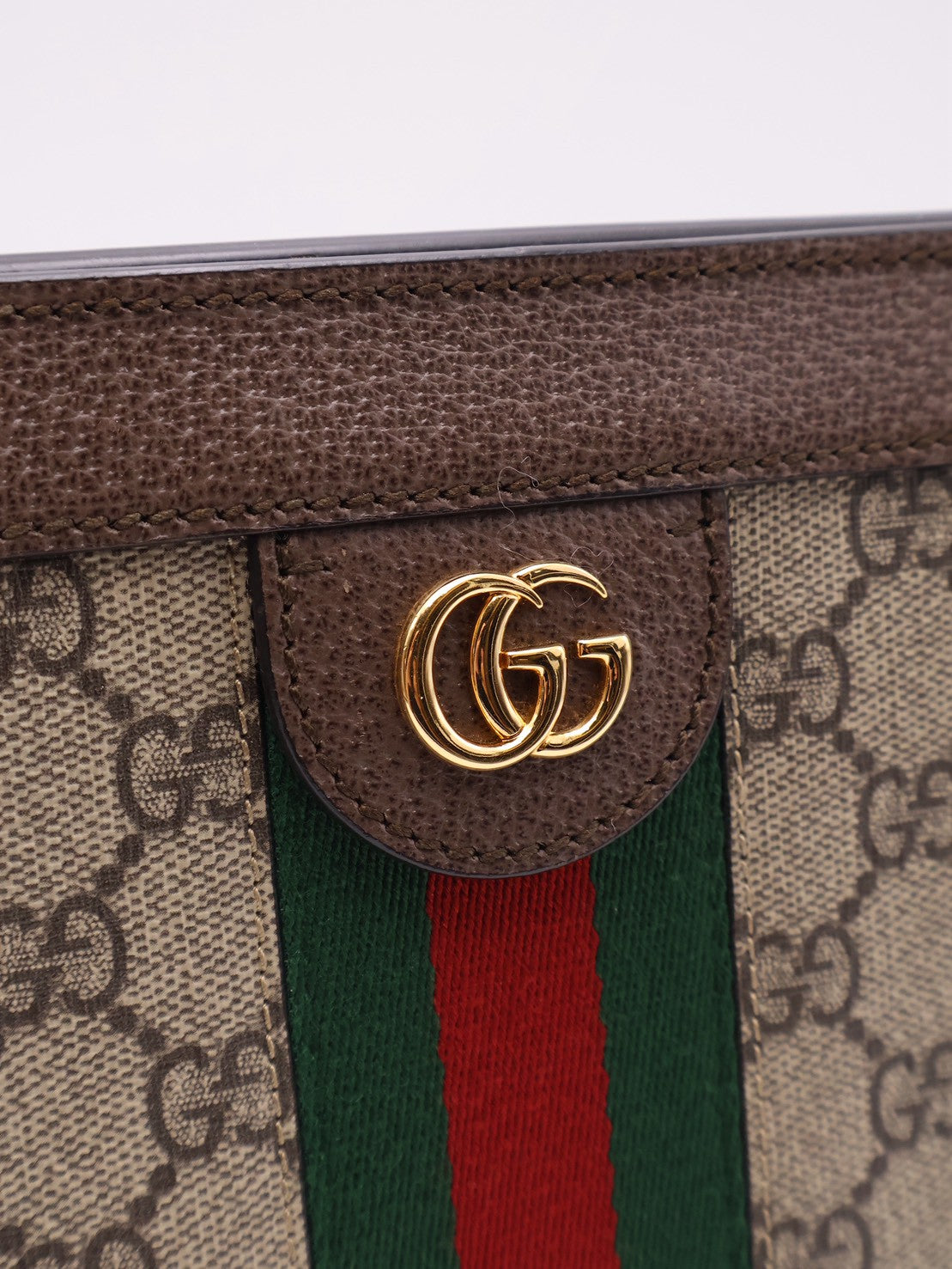 GUCCI Ophidia紅綠織帶夾子包- 中號烏木