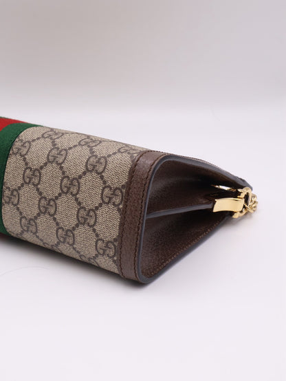 GUCCI Ophidia紅綠織帶夾子包- 中號烏木