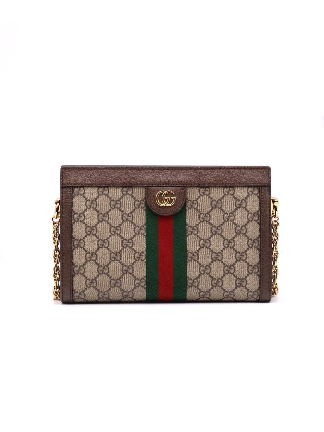 GUCCI Ophidia紅綠織帶夾子包- 中號烏木