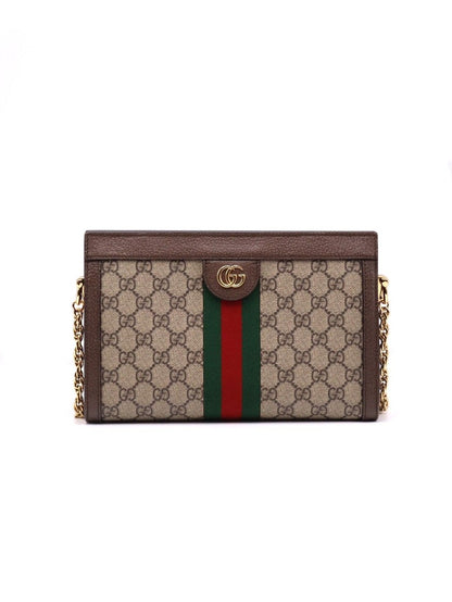 GUCCI Ophidia紅綠織帶夾子包- 中號烏木