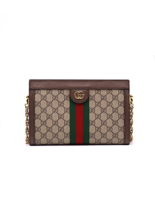GUCCI Ophidia紅綠織帶夾子包- 中號烏木