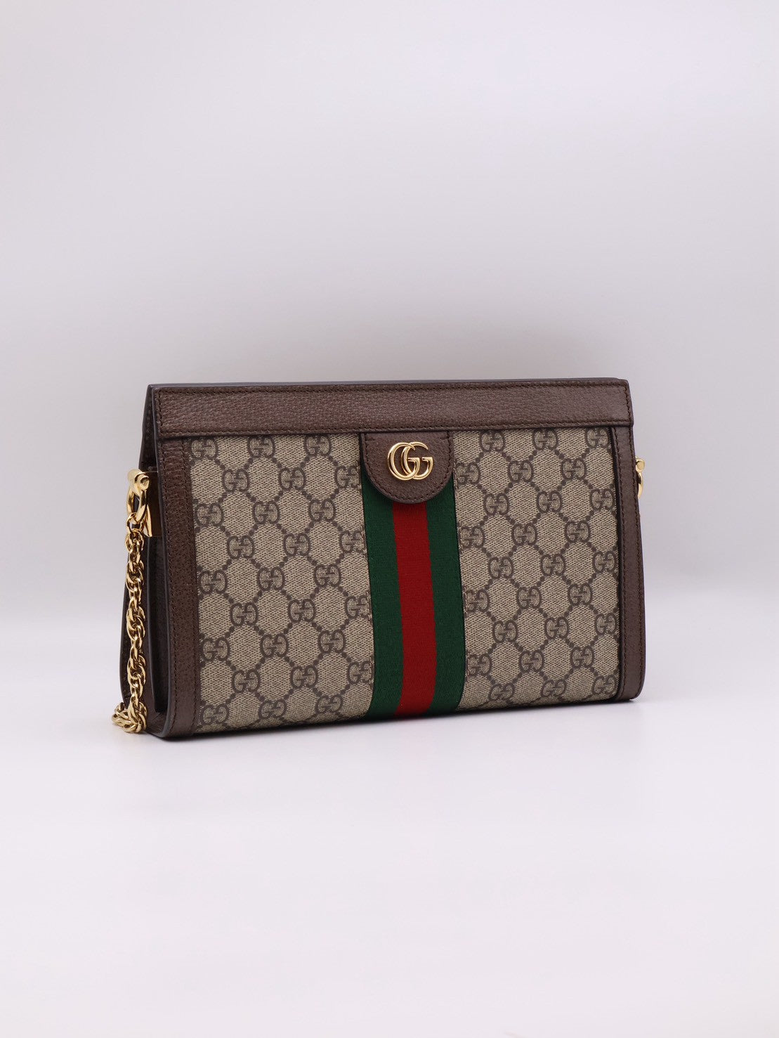 GUCCI Ophidia紅綠織帶夾子包- 中號烏木