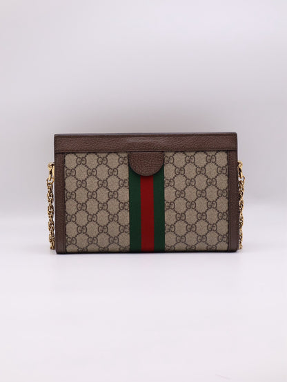 GUCCI Ophidia紅綠織帶夾子包- 中號烏木