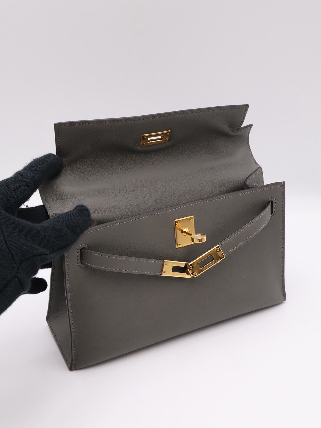 HERMES Mini Kelly - Gris Meyer 0L 積雨雲灰金 B