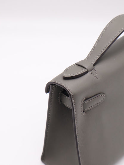 HERMES Mini Kelly - Gris Meyer 0L 積雨雲灰金 B