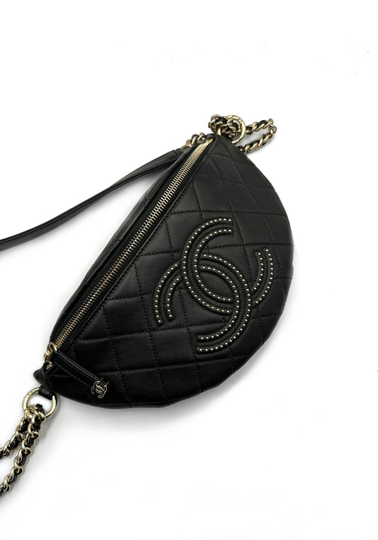 CHANEL 鉚釘雙C腰包 - 29開