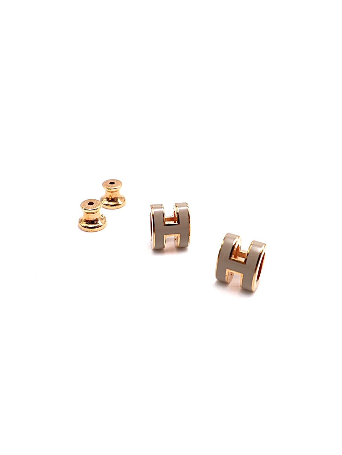 HERMES Mini Pop H耳環 - 奶茶玫瑰金