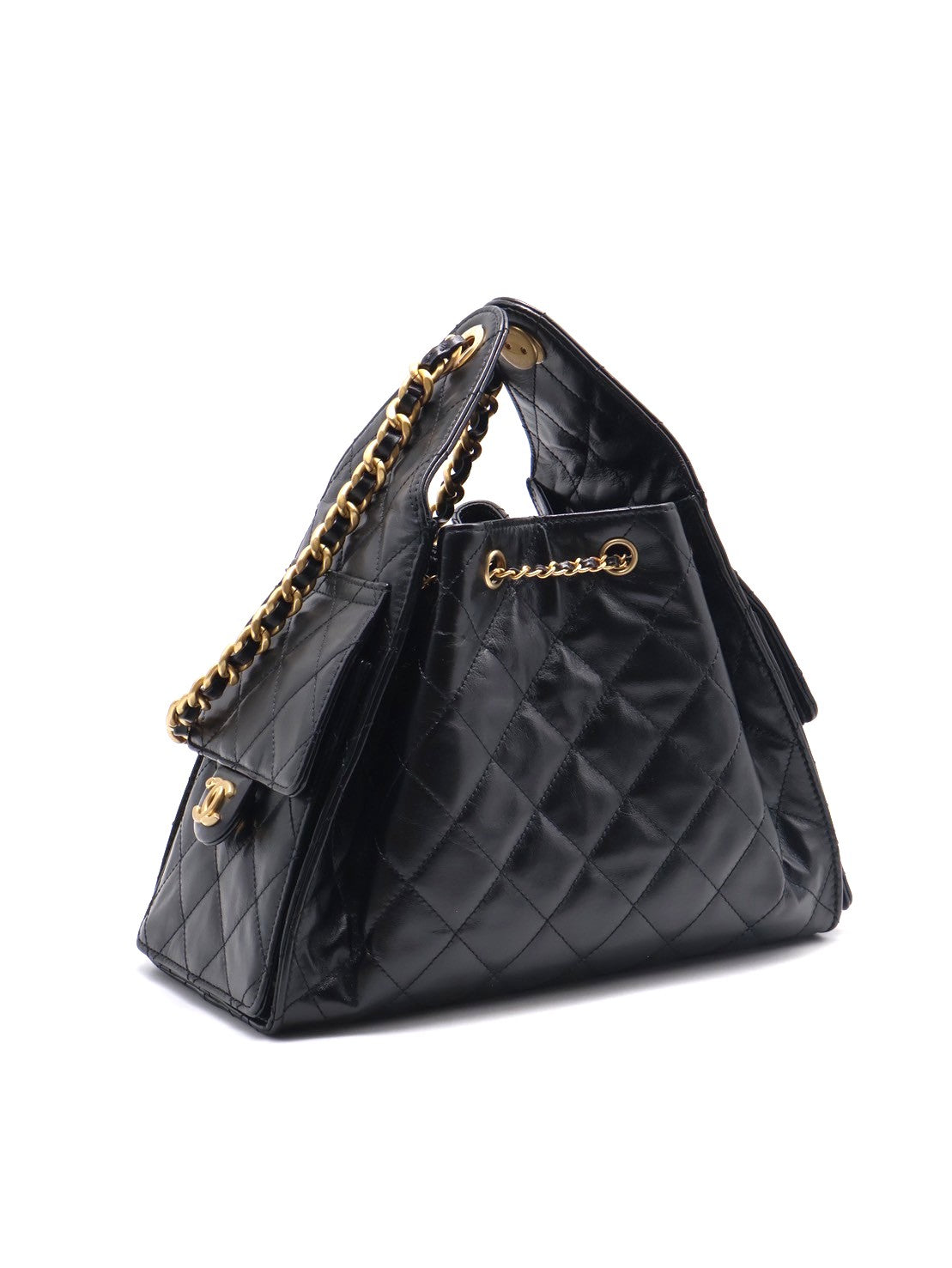 CHANEL 25 Hobo bag - 皺褶小牛皮小號黑金