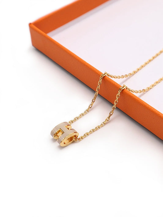 HERMES Mini pop H項鍊 - 奶茶金