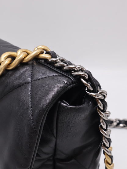 CHANEL 19 Bag 菱格紋羊皮手提肩背包 30 - 黑金28開