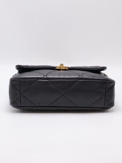 CHANEL 19 Bag 菱格紋羊皮手提肩背包 30 - 黑金28開